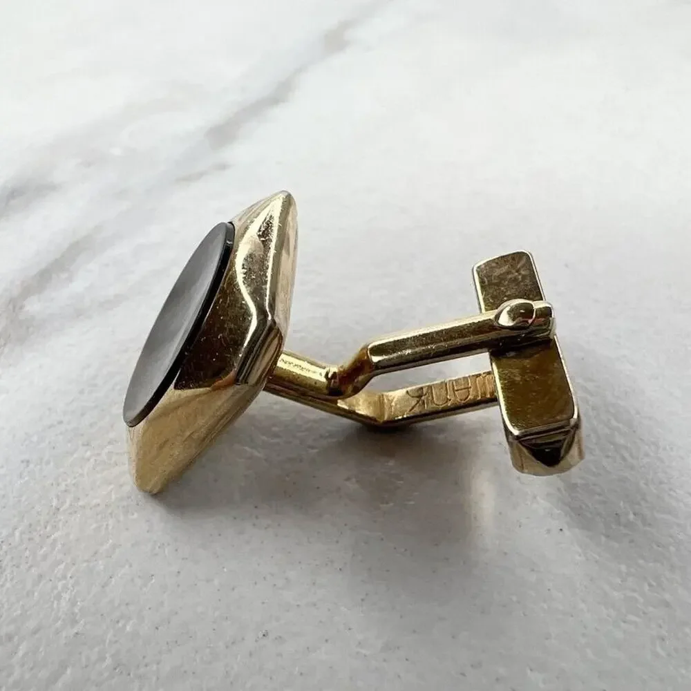 Swank Vintage Gold Tone Abalone Shell Inlay Single Cufflink